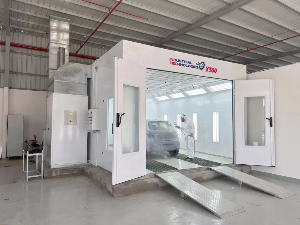 INTECH X300 paint booth, in use