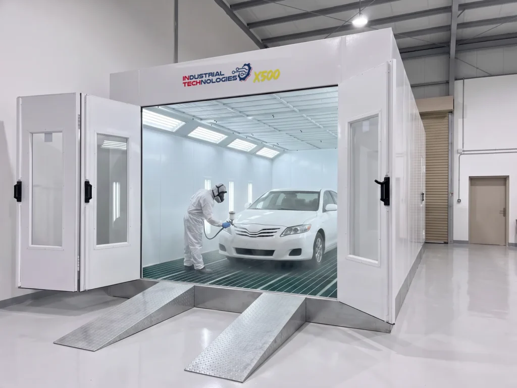 INTECH X500 paint booth, in use