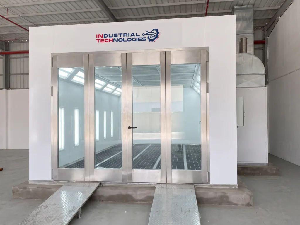 INTECH X700 paint booth, close-up of its main components