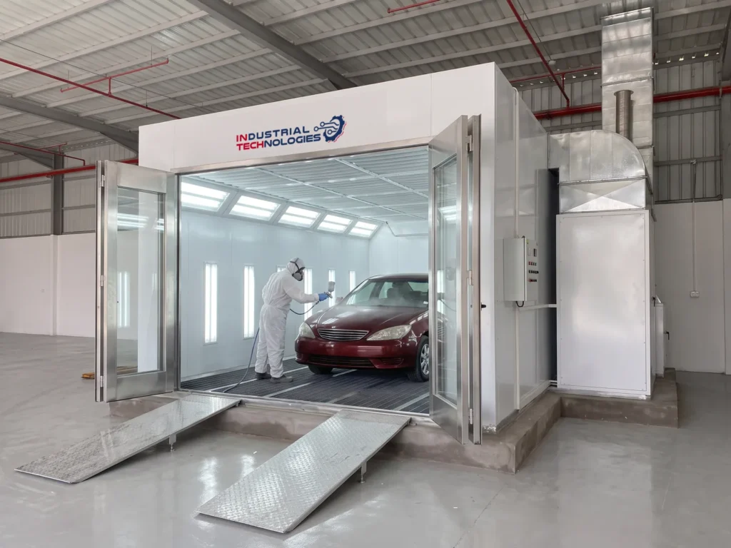 INTECH X700 paint booth, in use