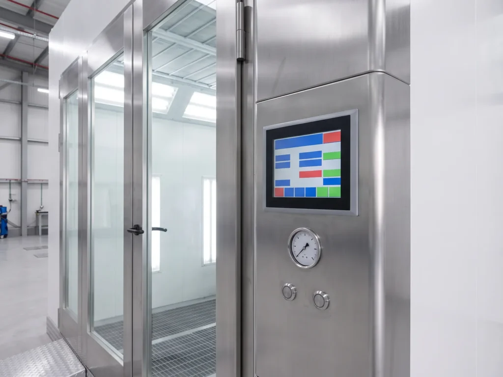 INTECH X900 paint booth, close-up of its main components