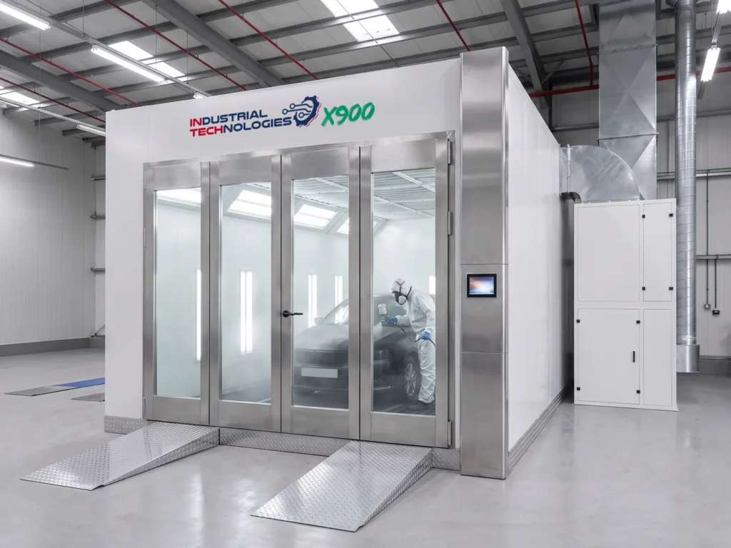 INTECH X900 paint booth, in use