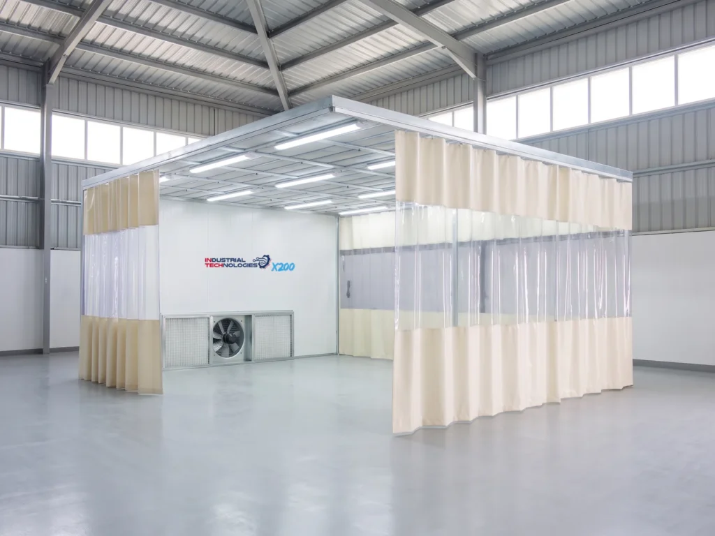 INTECH PURE 200 prep station, wide view inside the workshop