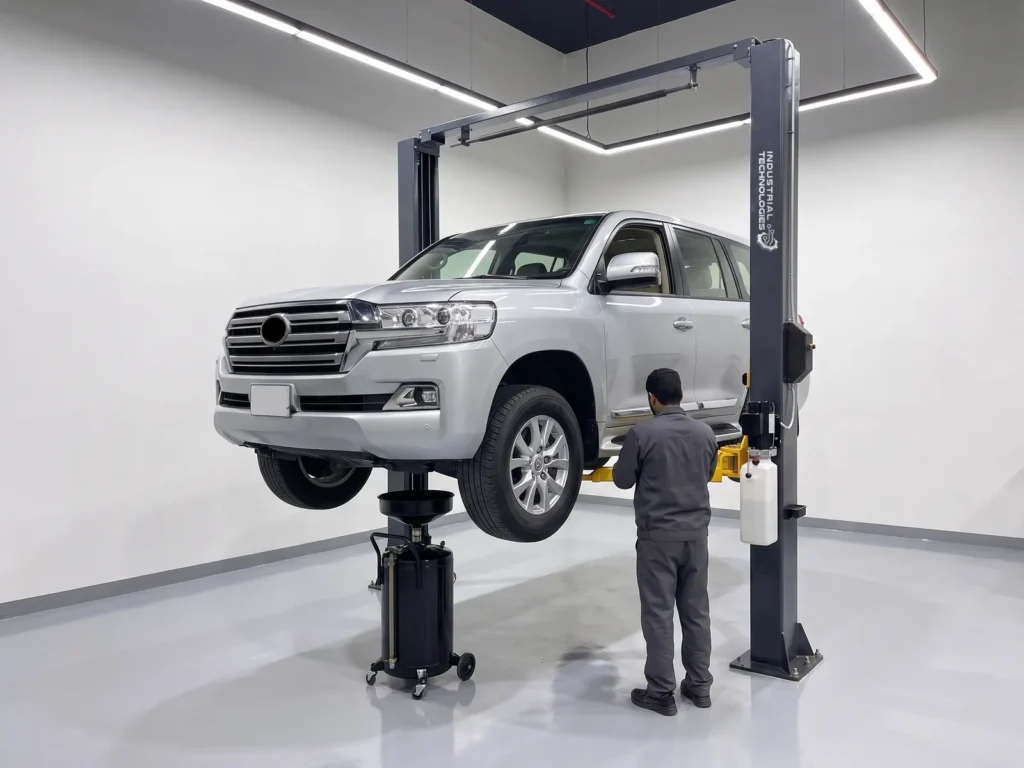 Clear-floor two-post lift 3700 mm, in use